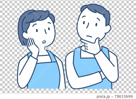 Men and women in aprons thinking Men and women in aprons thinking 78633699