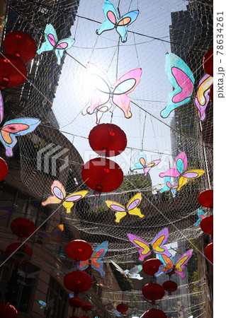 Red lanterns decorating the commercial streets during lunar Chinese New Year 6 Feb 2021 Red lanterns decorating the commercial streets during lunar Chinese New Year 6 Feb 2021 78634261