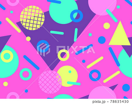 80s Geometric Seamless Pattern With Memphis のイラスト素材