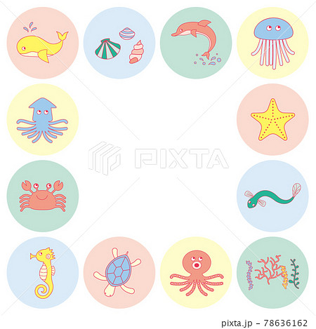 海の生き物のベクターイラストのセット 78636162