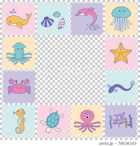海洋生物的矢量插圖集 78636163