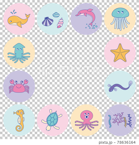 海洋生物的矢量插圖集 78636164
