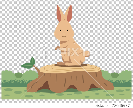 ウサギと切り株のイラスト素材のイラスト素材