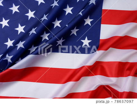national textile flag of United States of America, surface in waves. 78637097
