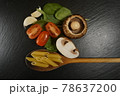 Italian pasta dish ingredients mushroom tomato basil garlic and pasta 78637200