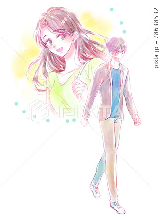 一目ぼれした女性のことを忘れられない男性のイラスト素材