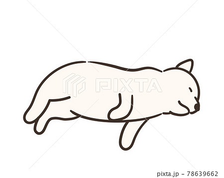 寝ている白い犬のイラスト素材