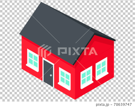 アイソメトリックビューの赤い家のイラスト素材