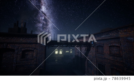 Milky Way stars above abandoned old fatory Milky Way stars above abandoned old fatory 78639945