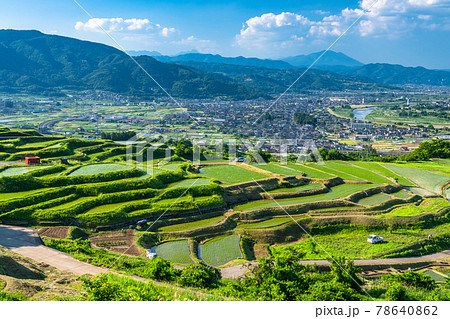 《長野県》姨捨の棚田・田植えシーズン 《長野県》姨捨の棚田・田植えシーズン 78640862