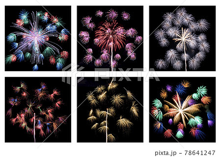花火イメージ 千輪菊 たくさんの小花が一斉に咲き乱れる打ち上げ花火 の写真素材