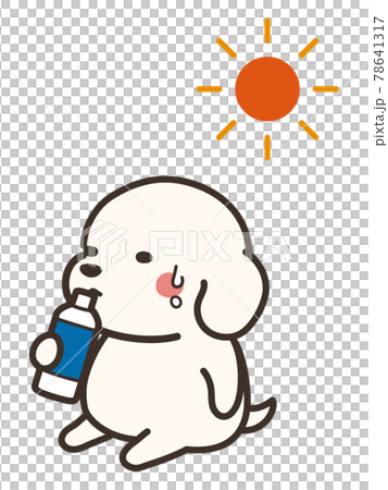 熱中症対策をする犬　水を飲む 78641317