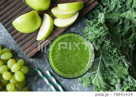 Green detox smoothie in a glass Green detox smoothie in a glass 78641414
