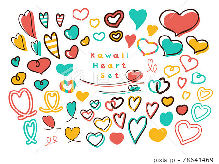 シンプルな手書き風ハートのバリエーションセットのイラスト素材