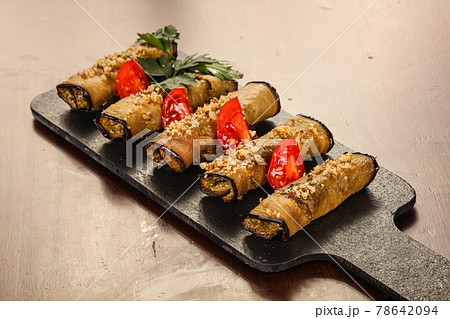 Caucasian cuisine - Stuffed eggplant roll 78642094
