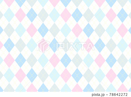 背景素材】アーガイルチェック柄45 白背景（ピンク、青、水色、グレー