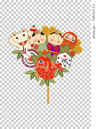 お正月の素材 熊手のイラスト 縁起物のイラスト のイラスト素材