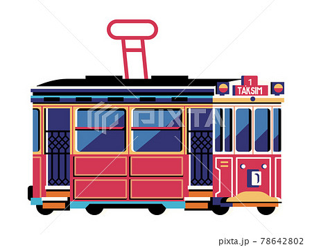 Vintage Istanbul Red Tram Icon in Flat Vintage Istanbul Red Tram Icon in Flat 78642802
