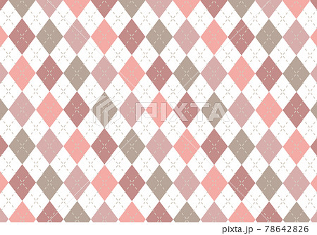背景素材 アーガイルチェック柄52 白背景 茶色 ピンク グレー レンガ のイラスト素材