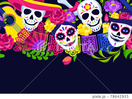 Day of the Dead seamless pattern. Dia de los muertos. Mexican celebration. Day of the Dead seamless pattern. Dia de los muertos. Mexican celebration. 78642935