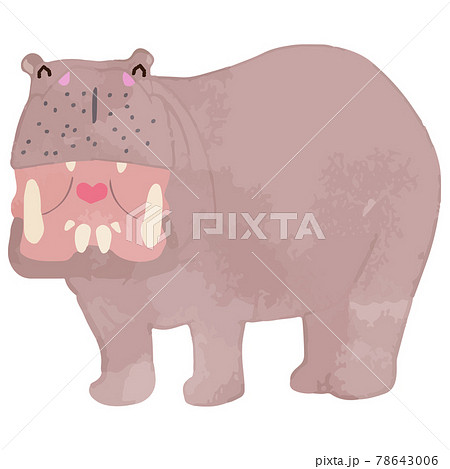 A hippopotamus that opens its mouth with a smile - Stock Illustration  [78643006] - PIXTA