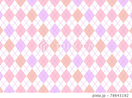 背景素材 アーガイルチェック柄66 白背景 紫 ピンク ラベンダー オレンジ のイラスト素材