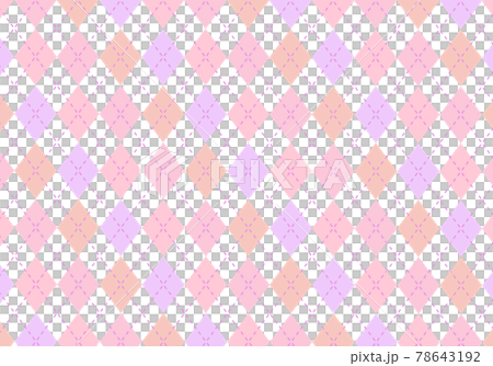 【背景素材】アーガイルチェック柄66　白背景（紫、ピンク、ラベンダー、オレンジ） 78643192