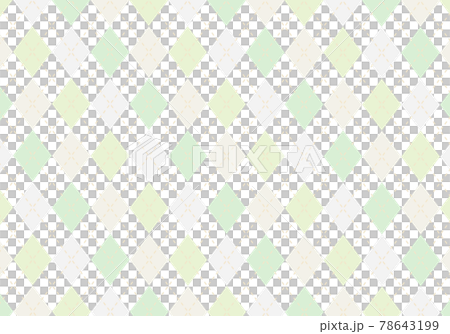 【背景素材】アーガイルチェック柄59　白背景（グレー、緑、黄緑、グリーン） 78643199
