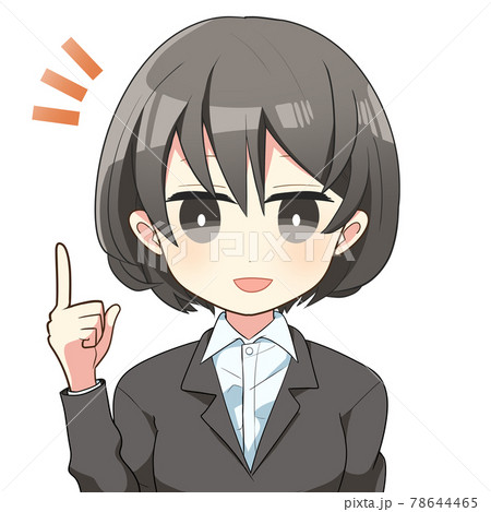 リクルートスーツの女性 バストアップイラスト ひらめきのイラスト素材