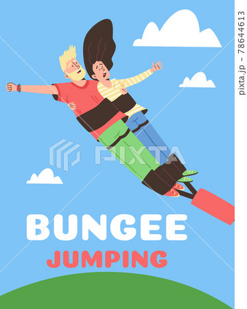 Banner or poster template for fun bungee jumping, flat vector illustration. Banner or poster template for fun bungee jumping, flat vector illustration. 78644613