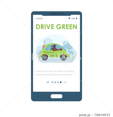 Onboarding home mobile screen for eco transport, flat vector illustration. 78644655
