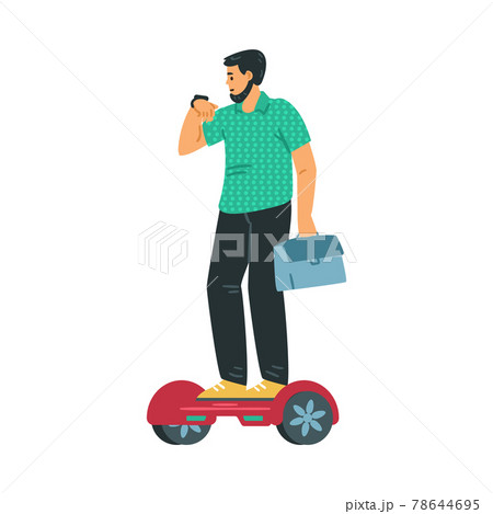 Man uses gyro scooter for ride and commuting, flat vector illustration isolated. Man uses gyro scooter for ride and commuting, flat vector illustration isolated. 78644695