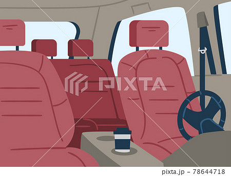 Empty Car Inside View From Windshield On Seats のイラスト素材