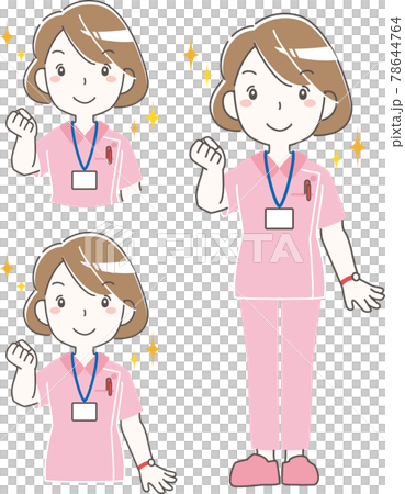 Female nurse clenching her fist Illustration set Vector Female nurse clenching her fist Illustration set Vector 78644764