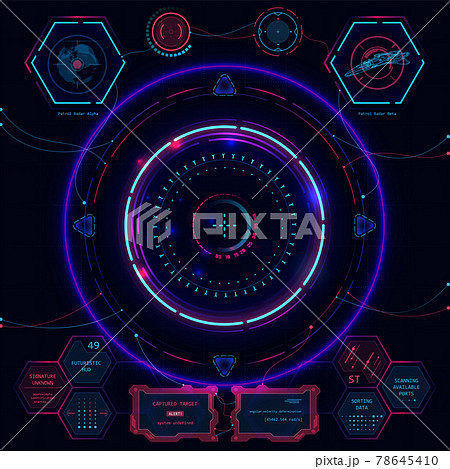 Futuristic touch screen user interface HUD. Vector illustration Futuristic touch screen user interface HUD. Vector illustration 78645410