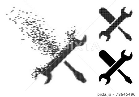 Dissipated and Halftone Pixelated Tuning Icon Dissipated and Halftone Pixelated Tuning Icon 78645496