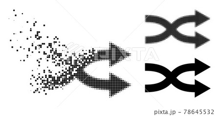 Dissolved and Halftone Dotted Shuffle Arrows Right Icon Dissolved and Halftone Dotted Shuffle Arrows Right Icon 78645532