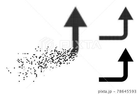 Dispersed and Halftone Pixelated Turn Forward Icon 78645593