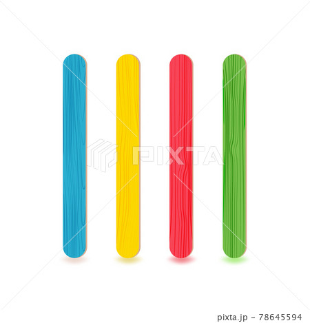 Realistic 3D wooden colored, or plastic sticks.For ice cream or frozen juice, covid test or medical throat examination. 78645594