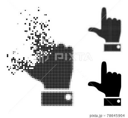 Destructed and Halftone Pixel Hand Pointer Up Glyph Destructed and Halftone Pixel Hand Pointer Up Glyph 78645904