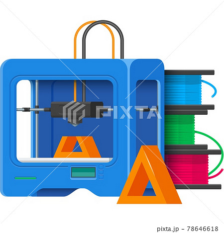 3d printer vector prototype printing machine illustration 78646618