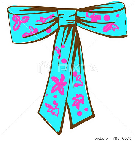 Bow cartoon vector, ribbon hair tie with print flat icon 78646670