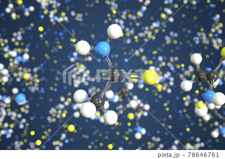 Thioacetamide molecule, scientific molecular model, 3d rendering 78646761