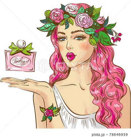 Pop art woman with perfume vector illustration Pop art woman with perfume vector illustration 78646939