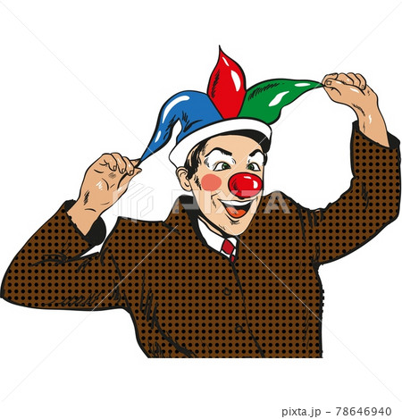 Pop art circus clown, comic joker businessman mask vector 78646940