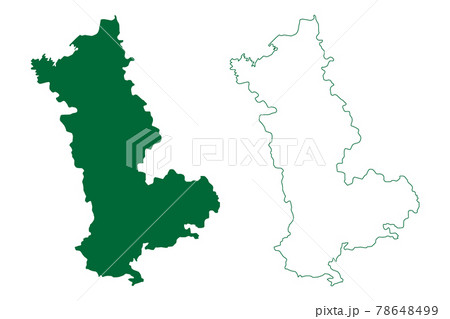 Shahdol district (Madhya Pradesh State, Shahdol division, Republic of India) map vector illustration, scribble sketch map 78648499