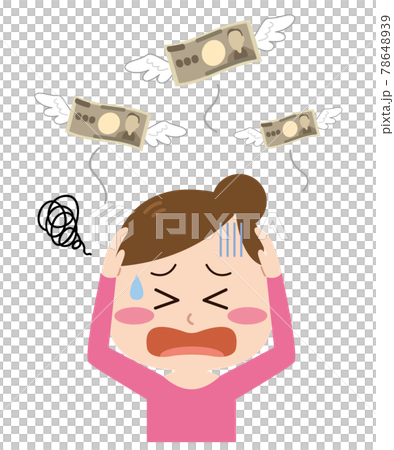 當金錢飛走時，一個女人抱著她的頭 78648939