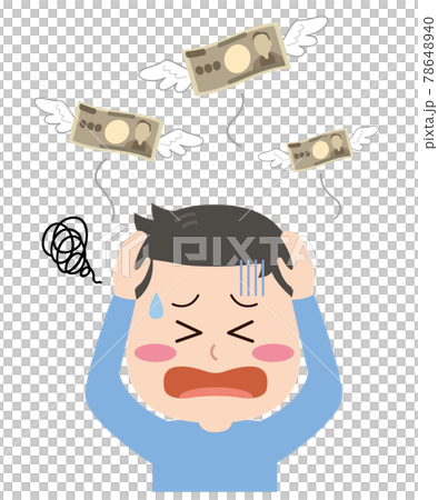 一個男人抱著頭，錢飛走了 78648940