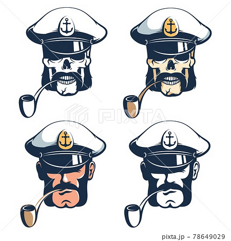 Ship Captain Head With Pipe のイラスト素材