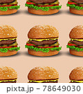 Realistic burger vector seamless pattern illustration. Classic american hamburger fast food vector 78649030